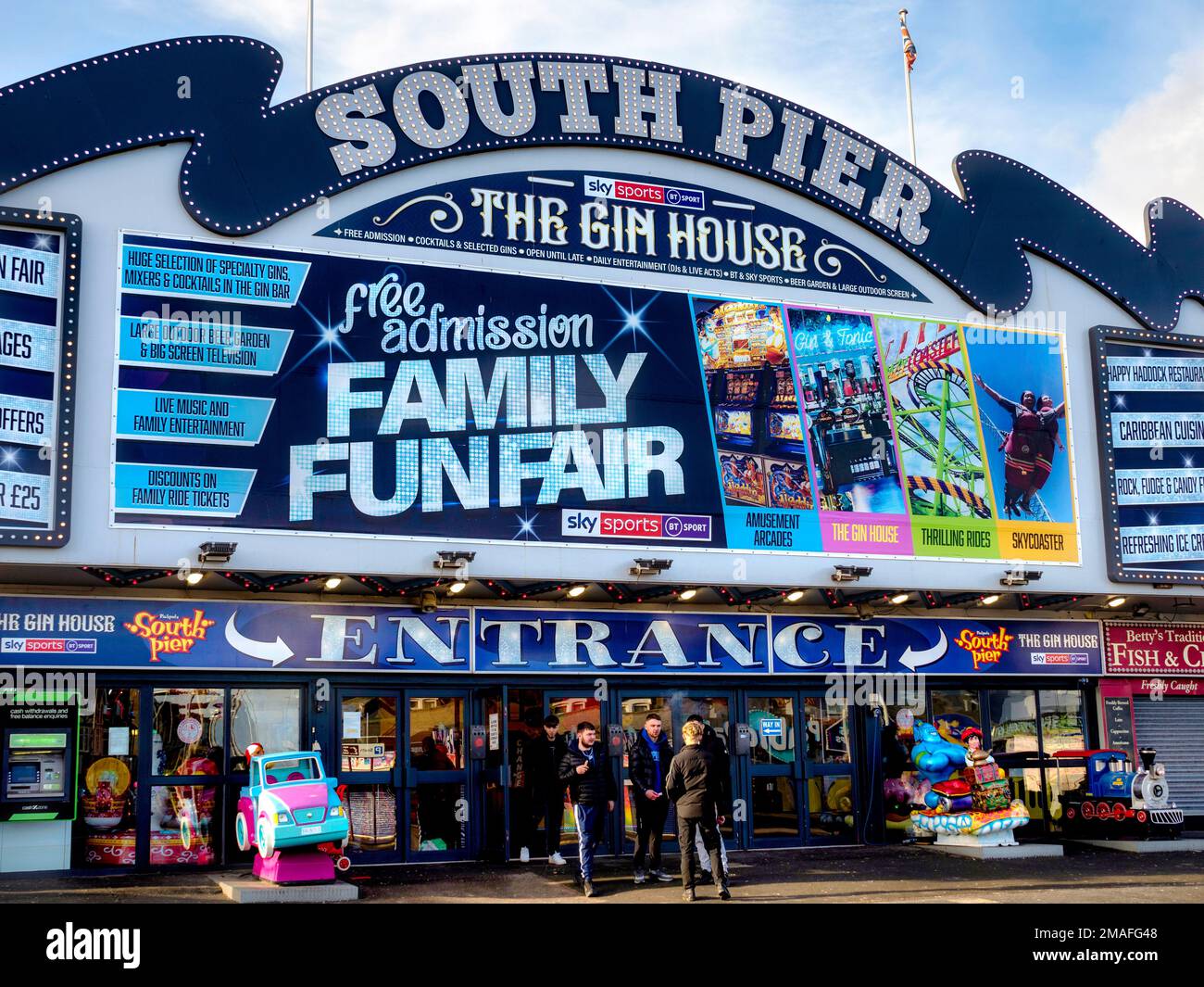 South Pier front entrance Blackpool seaside resort Lancashire UK Stock Photo