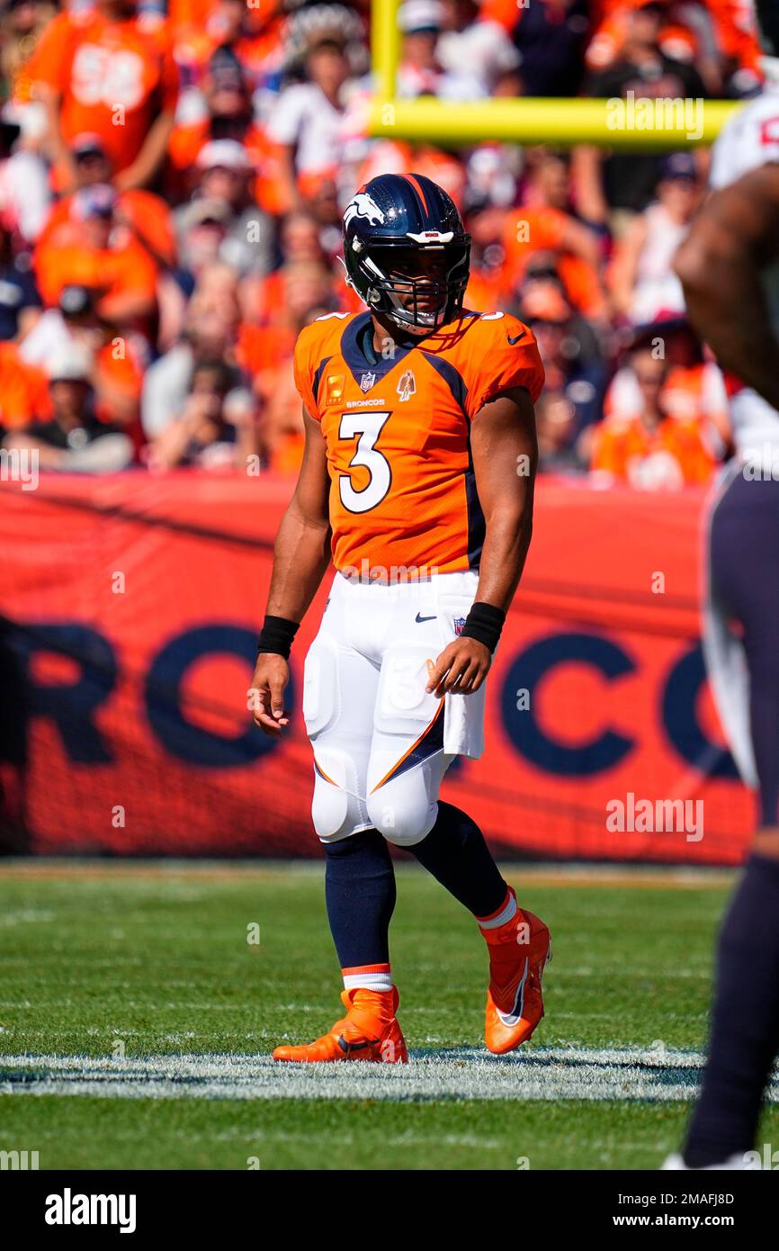 Denver Broncos quarterback Russell Wilson (3) plays against the Houston ...