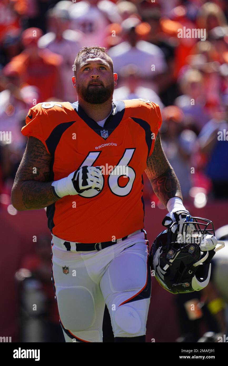 Denver Broncos guard Dalton Risner (66) plays against the Houston Texans of  an NFL football game Saturday, Sep 18, 2022, in Denver. (AP Photo/Bart  Young Stock Photo - Alamy