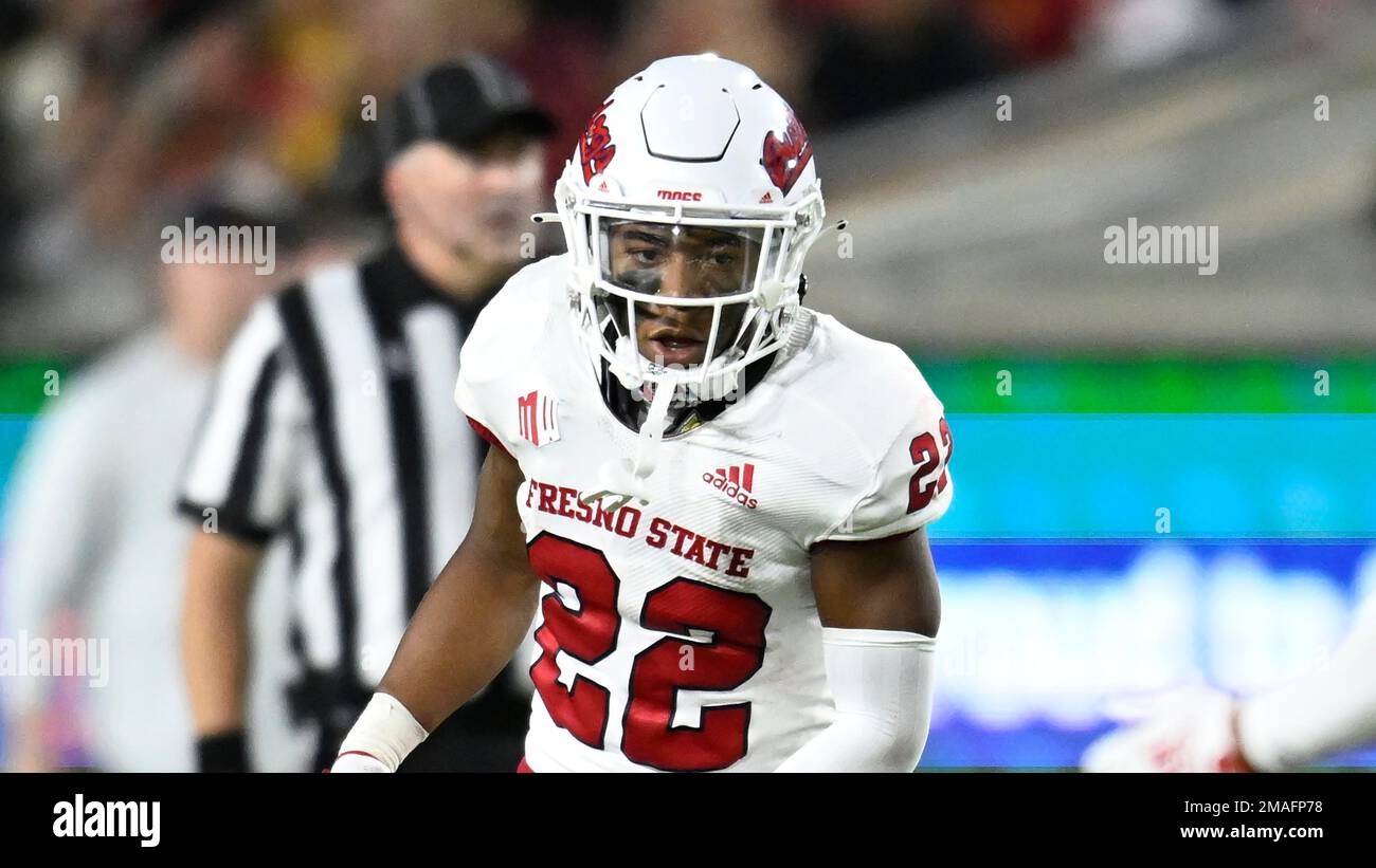 Fresno States' Malik Sherrod (22) played Southern California during an