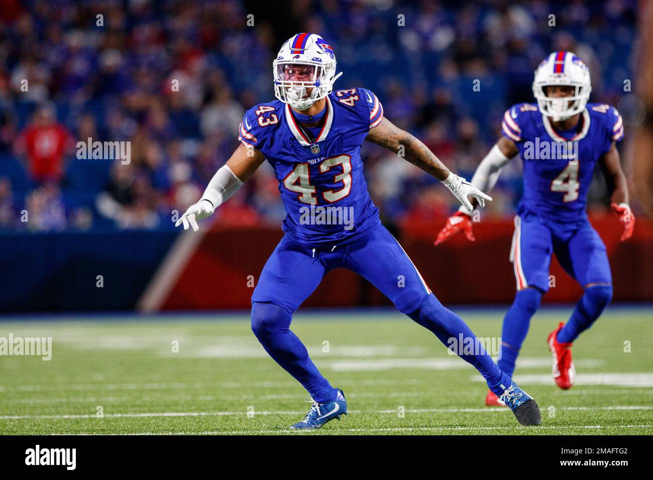 Buffalo Bills linebacker Terrel Bernard (43) plays during an NFL