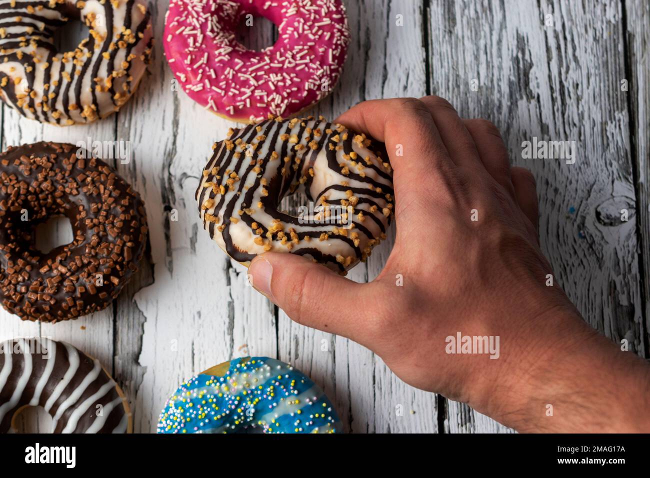 Pick up doughnut Stock Photo
