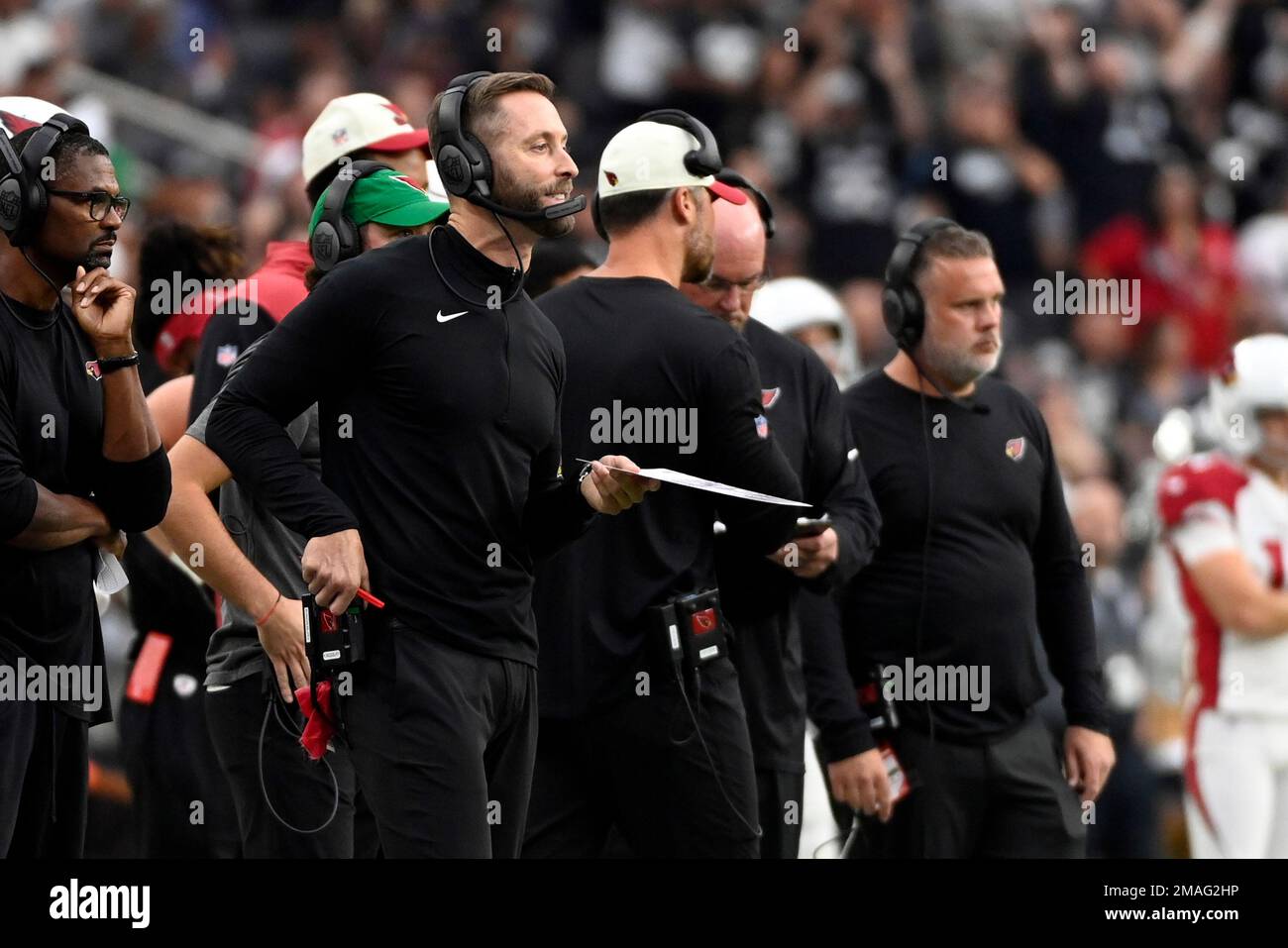 Arizona Cardinals Head Coach Kliff Kingsbury Looks On From The ...