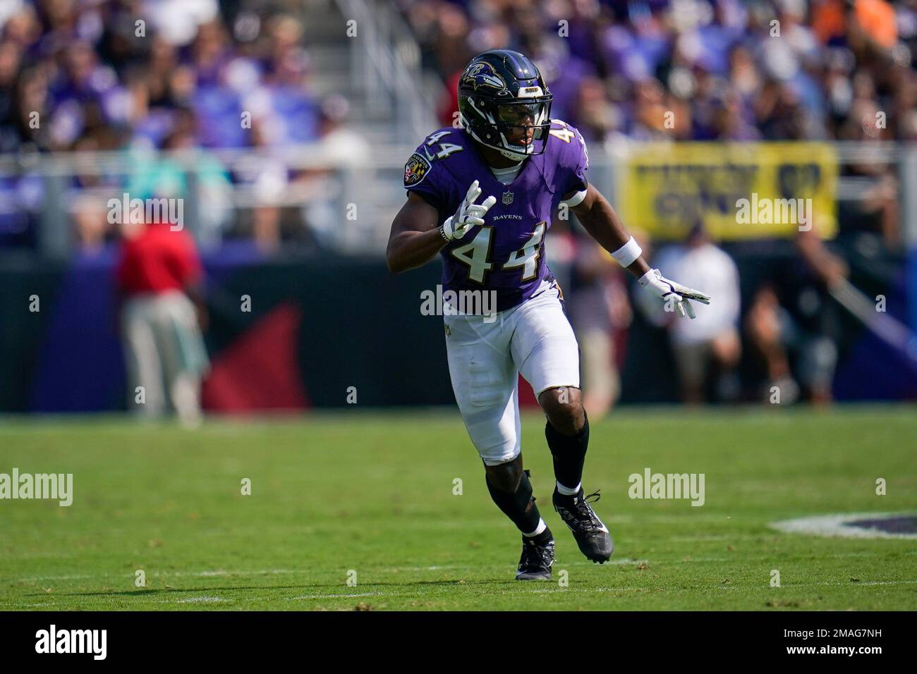 Baltimore Ravens cornerback Marlon Humphrey defends against the Miami