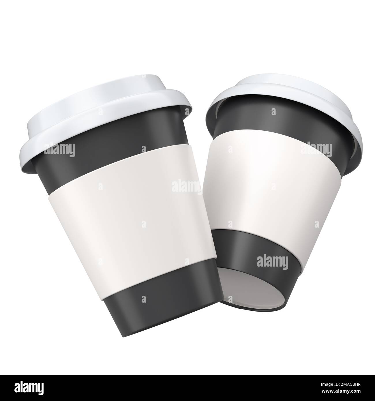 Coffee in white paper cups , Black coffee, cappuccino espresso