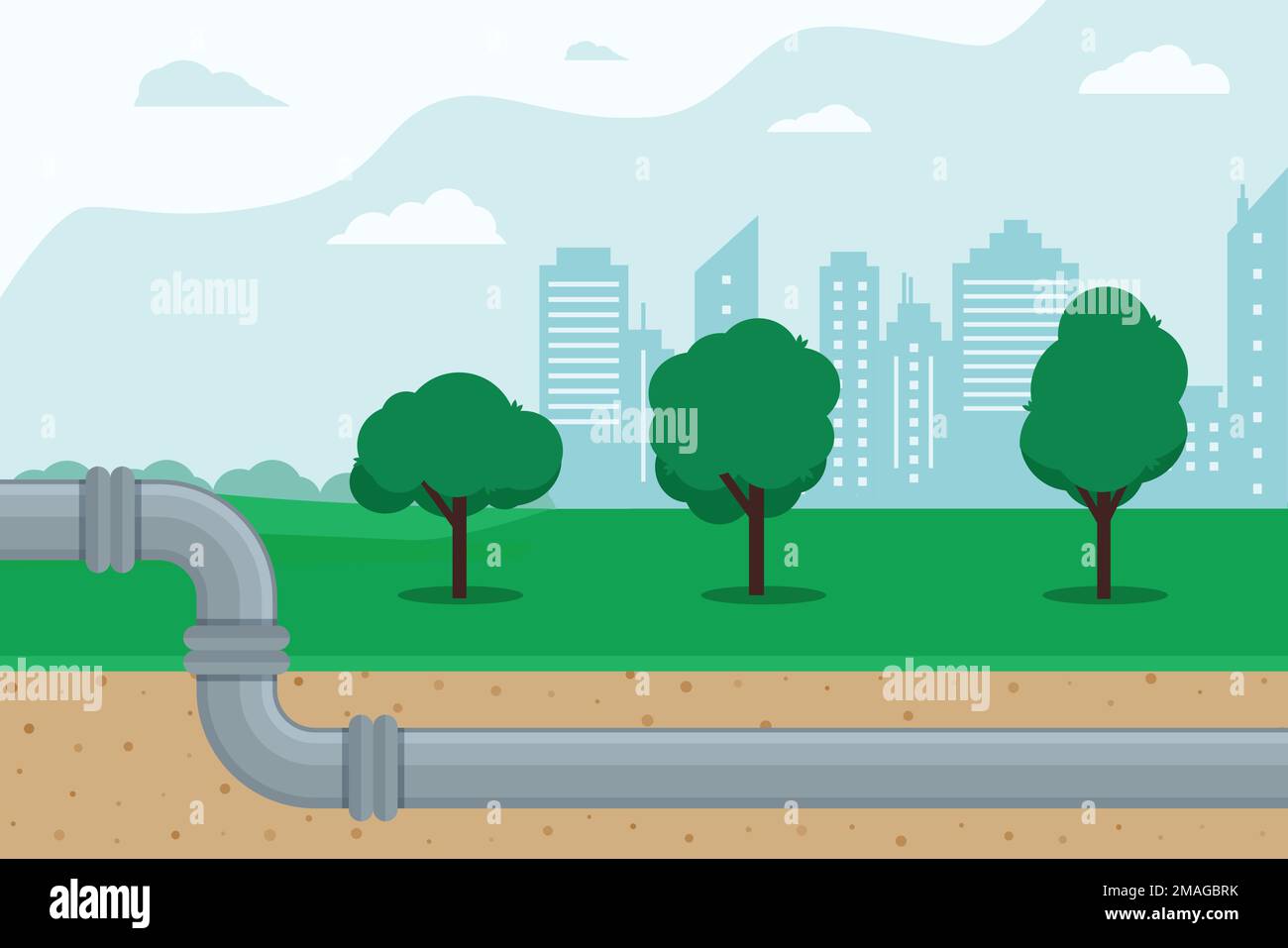 Pipeline for various purposes. City engineering network. Underground
