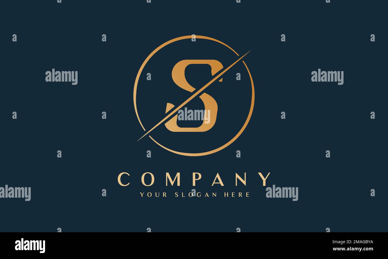 Sliced Letter S Logo With Circle Shape. Letter S Luxury Logo Template In Gold Color. Beautiful Logotype Design For Luxury Company Branding. Stock Vector