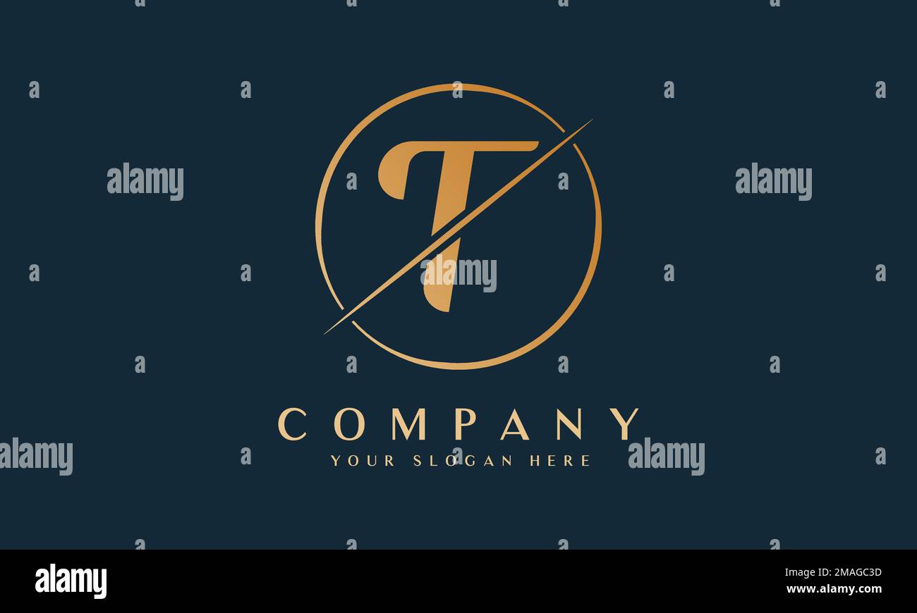 Sliced Letter T Logo With Circle Shape Letter T Luxury Logo Template