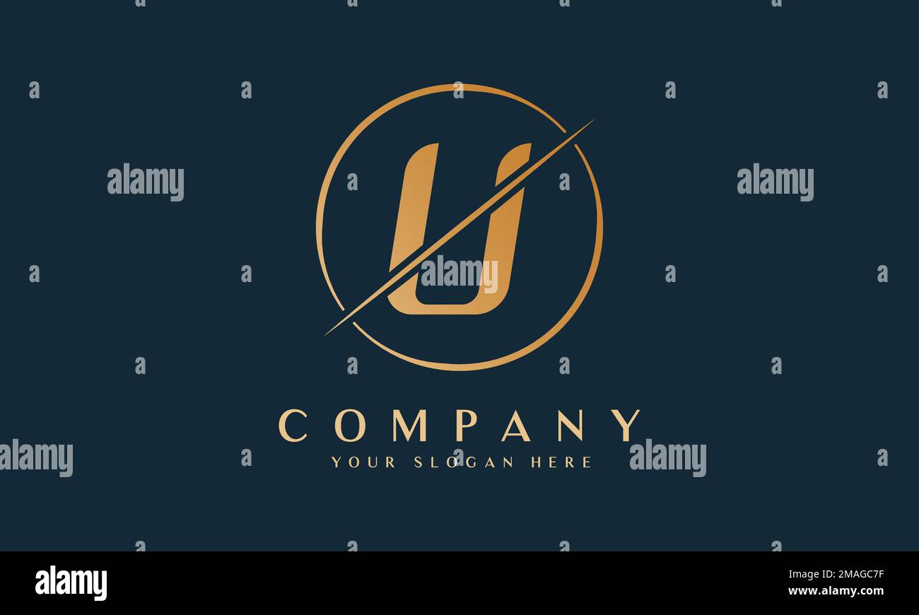 Sliced Letter U Logo With Circle Shape Letter U Luxury Logo Template