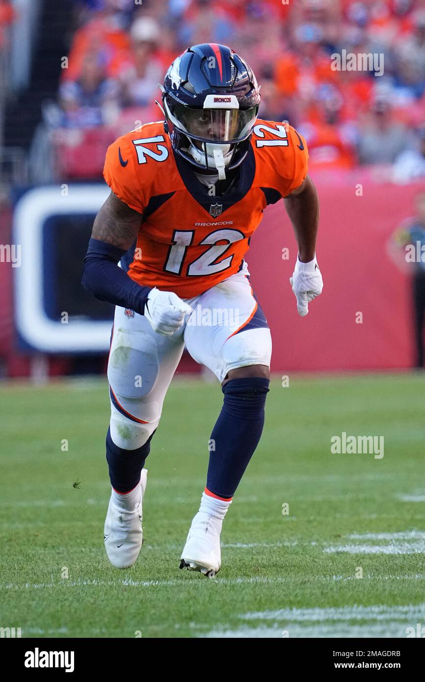 Denver Broncos wide receiver Montrell Washington (12) against the