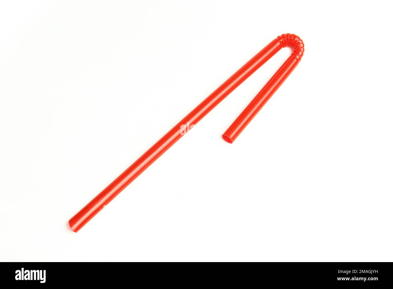 Red plastic straw isolated on white background Stock Photo - Alamy