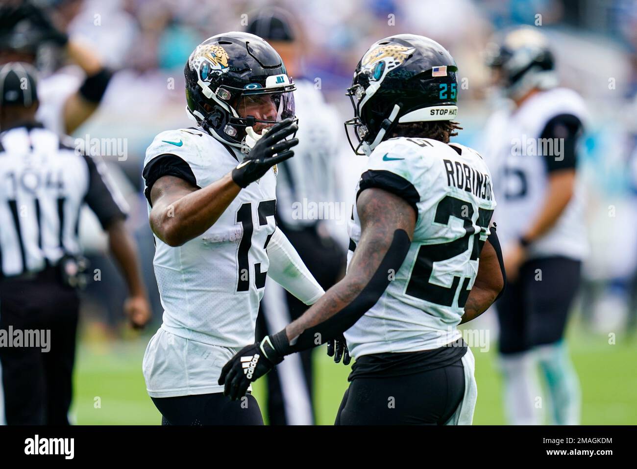 Jacksonville Jaguars wide receiver Christian Kirk (13) celebrates his ...