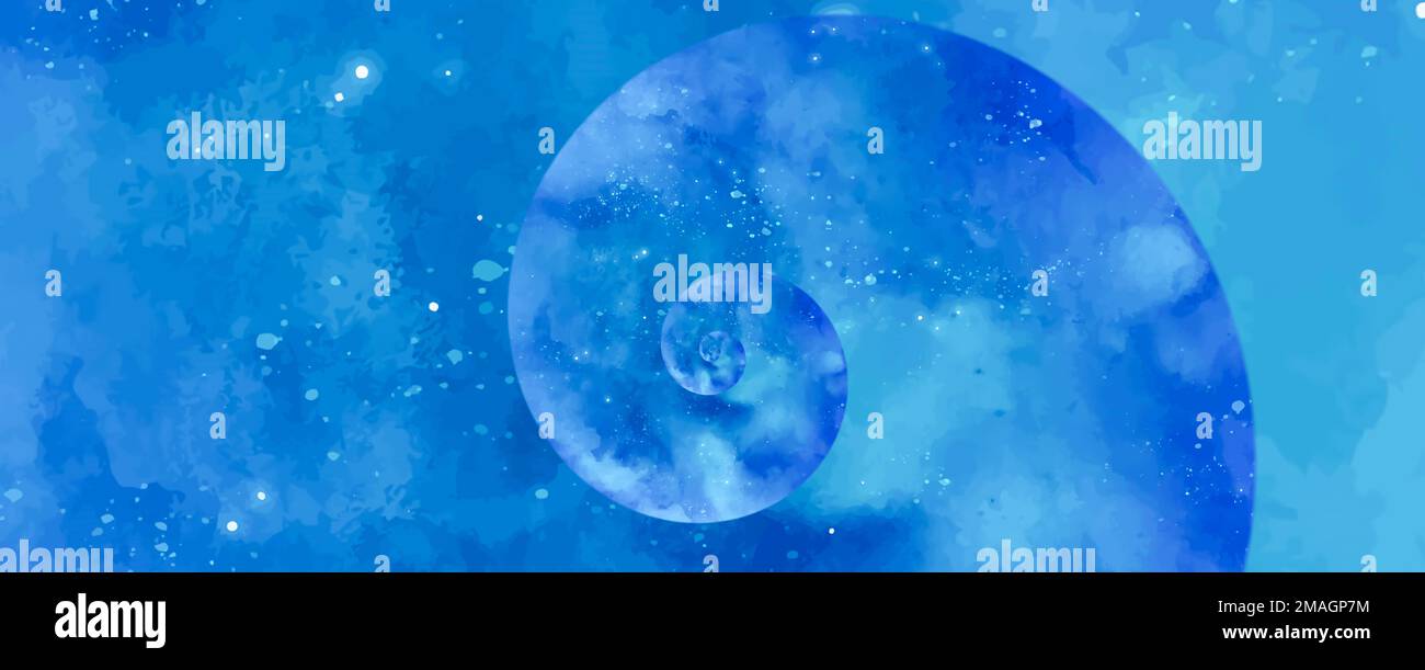 Starry blue background illustration with vortex design psychedelic shape. Stock Photo