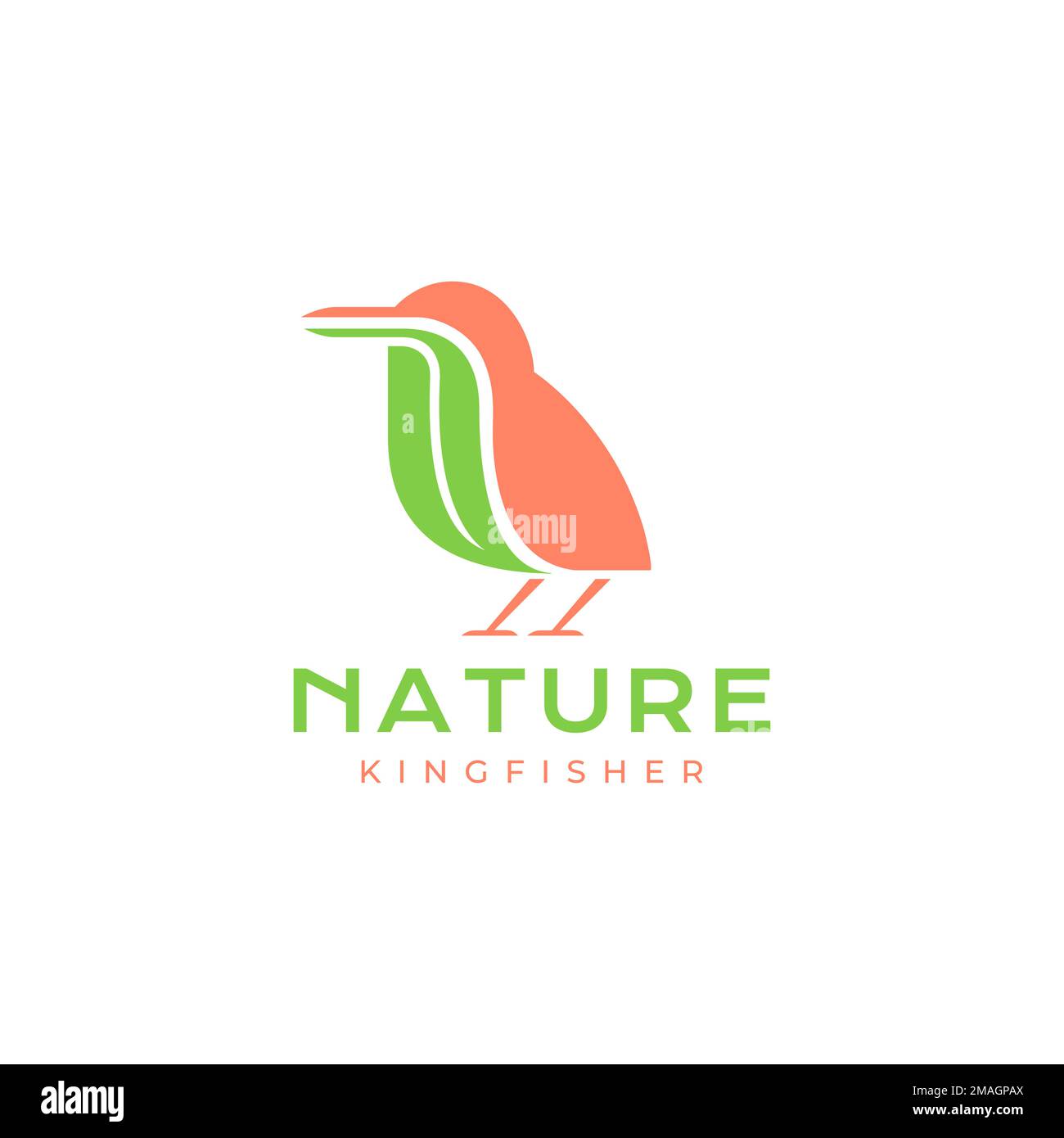 king fisher hunting food fish leaves modern style logo design vector icon illustration template Stock Vector