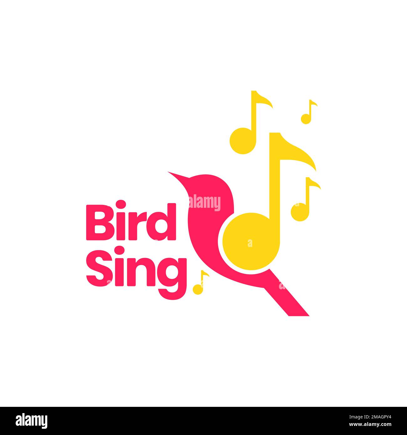 bird sing notes music instrument voice colorful abstract logo design vector icon illustration template Stock Vector