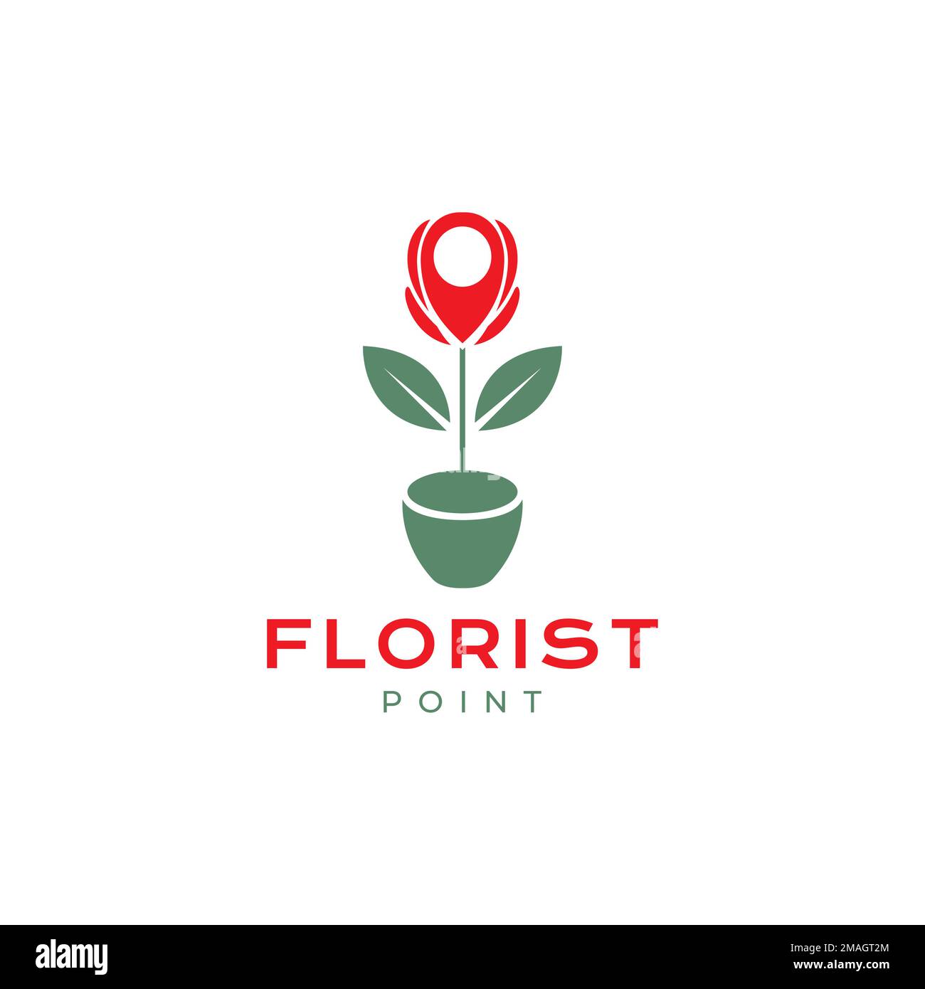 florist point map location store market shop rose plant vase pots logo design vector icon illustration template Stock Vector