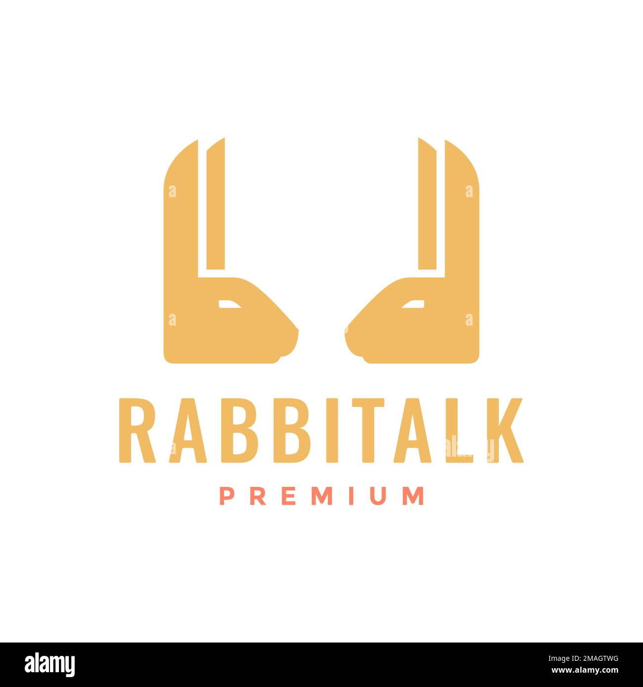 twin rabbit hare talk pets long ears modern logo design vector icon ...