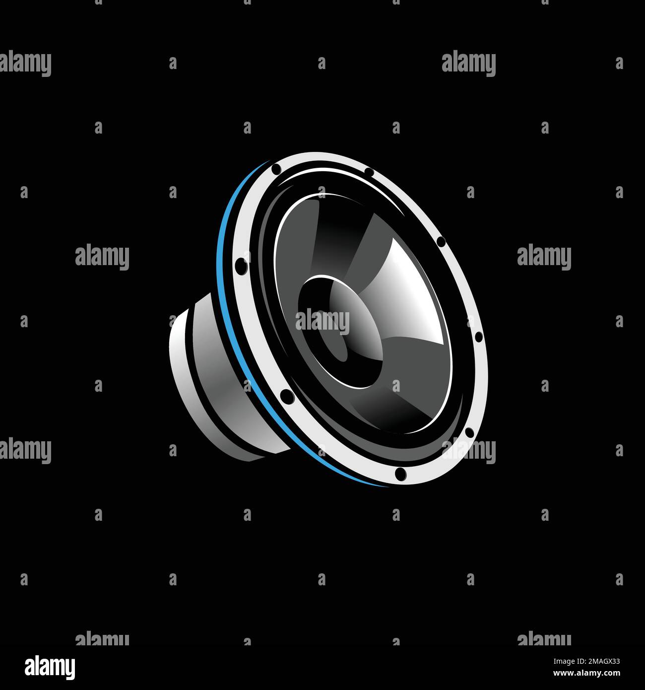 Subwoofer for home and car audio systems. Vector illustration Stock