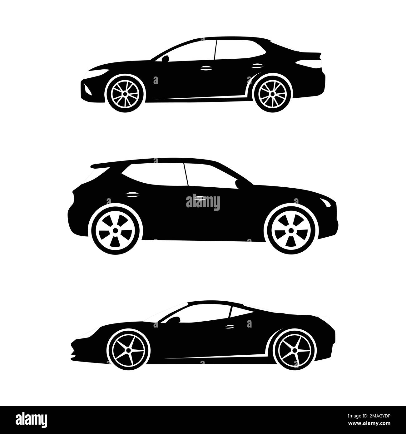 Set of Silhouette cars on a white background Stock Vector