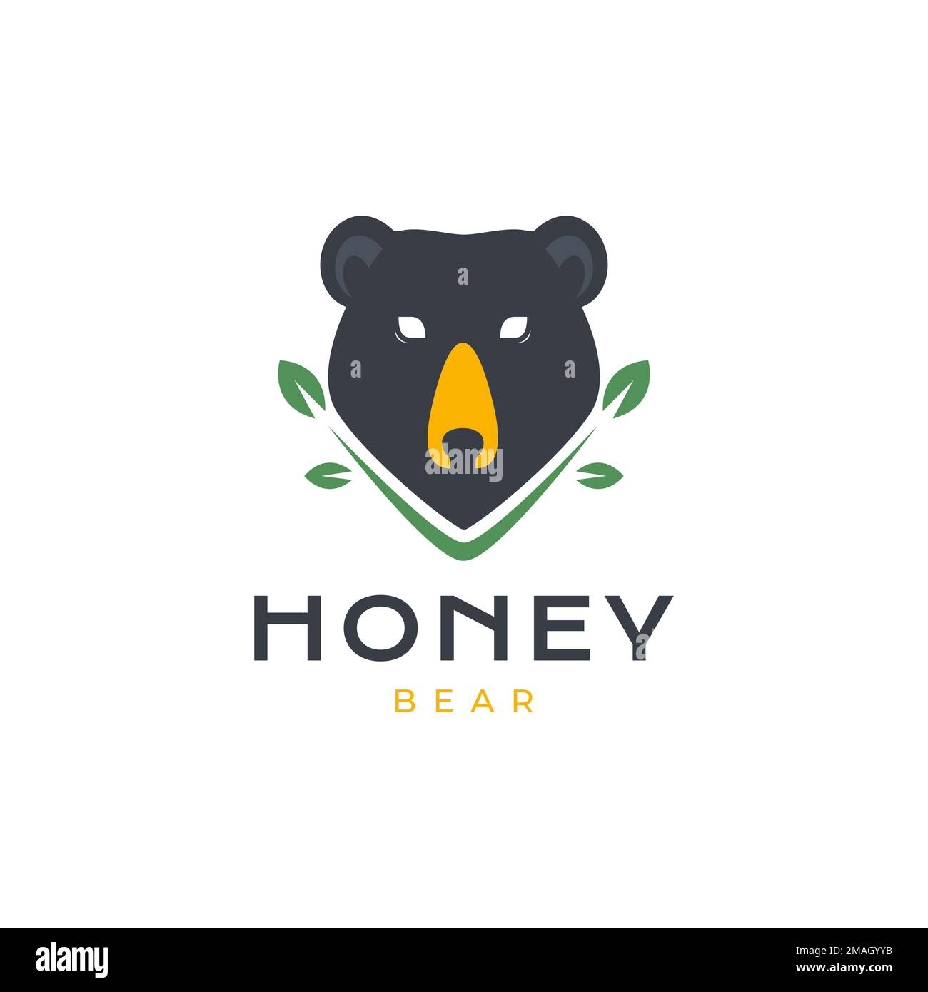 face honey bear forest leaves scare black logo design icon illustration