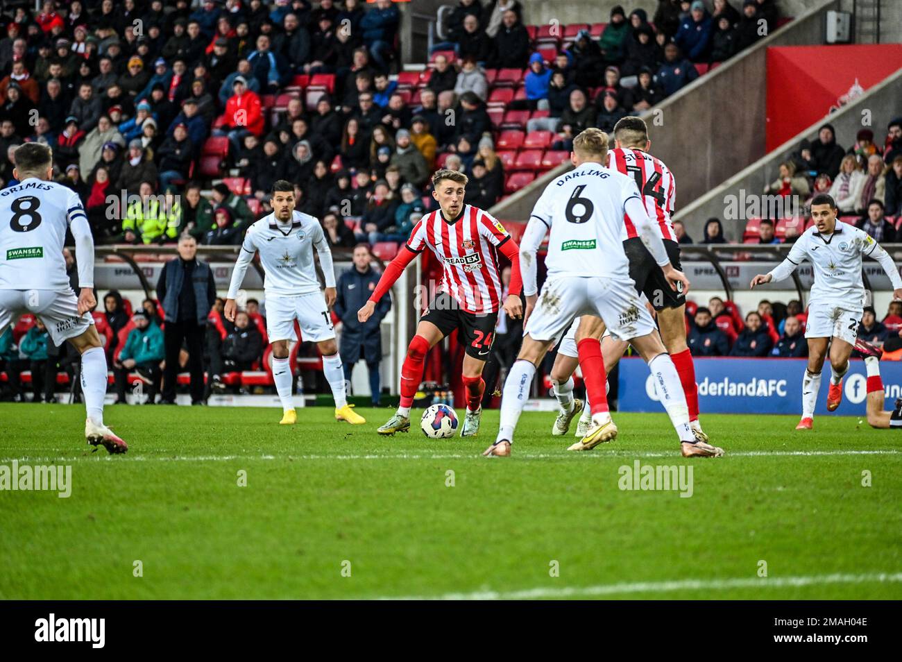 Sunderland AFC midfielder Dan Neil in action against Swansea City in ...