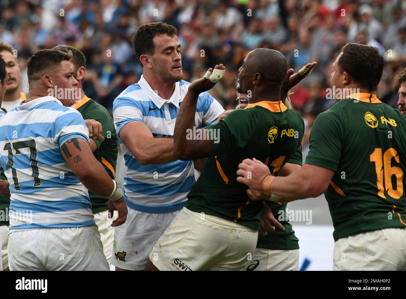 Mapimpi Rugby Advert Argentina's Los Pumas Lucio Cinti, center left, pushes South Africa's ...