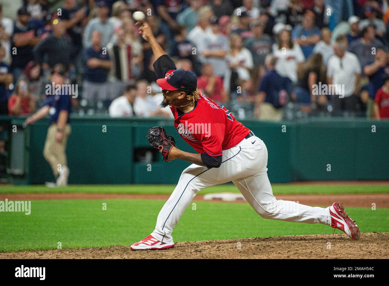 Cleveland Guardians relief pitcher Emmanuel Clase delivers during the