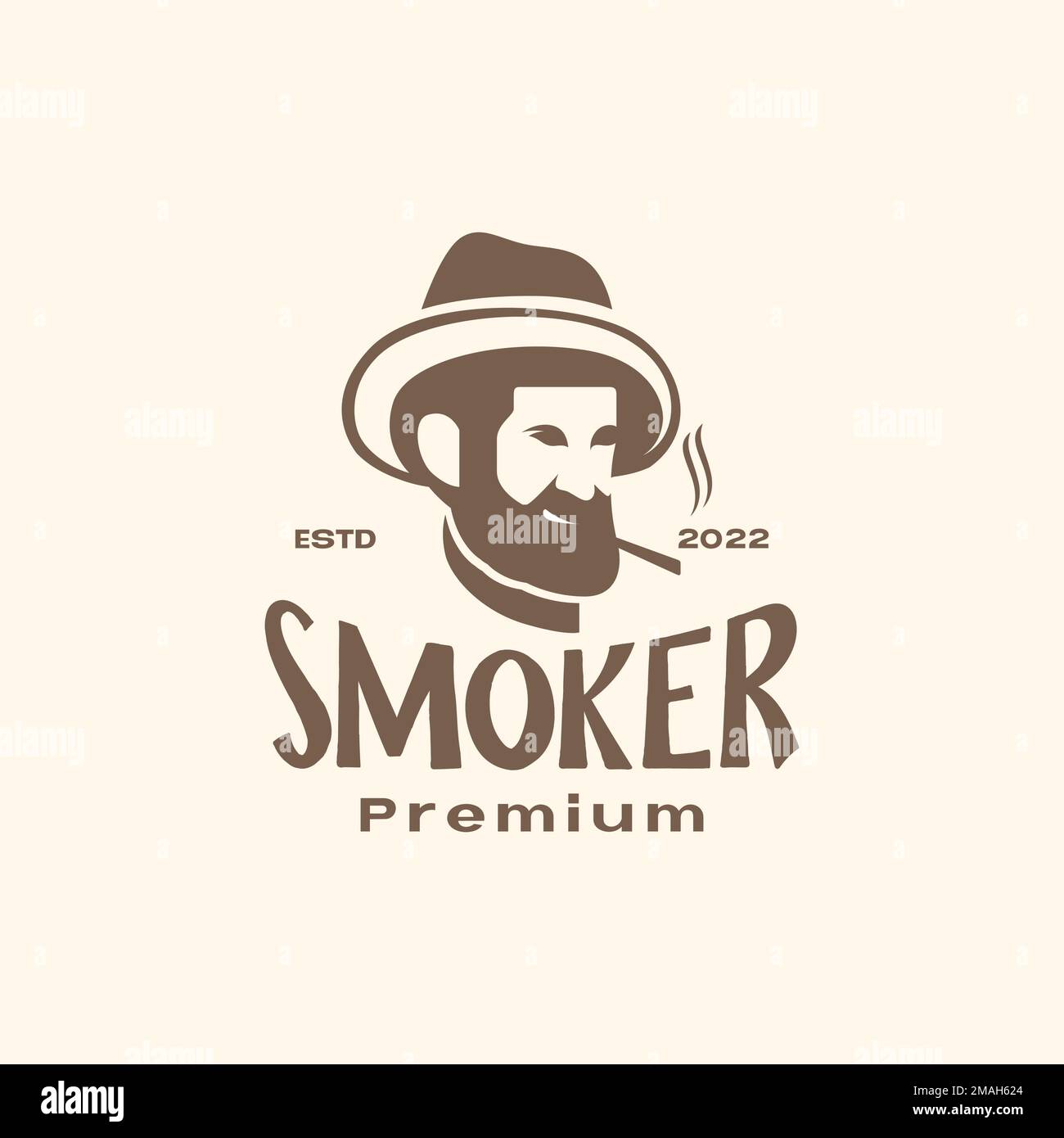 old guy bearded legend hat smoking cigar relax happiness vintage logo