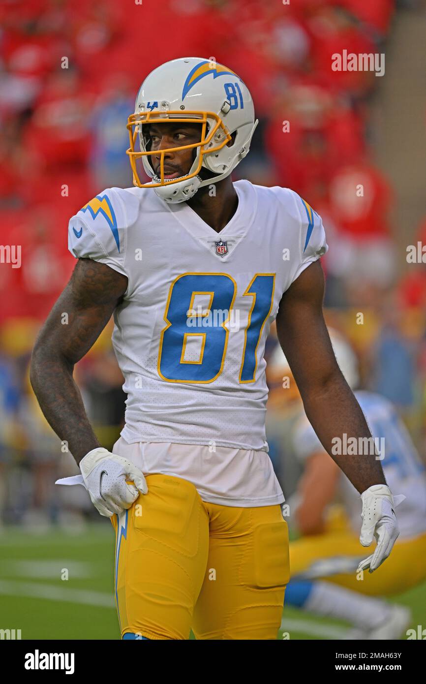 Los Angeles Chargers wide receiver Mike Williams (81) works out before an  NFL football game against the Kansas City Chiefs Thursday, Sep. 15, 2022,  in Kansas City, Mo. (AP Photo/Peter Aiken Stock