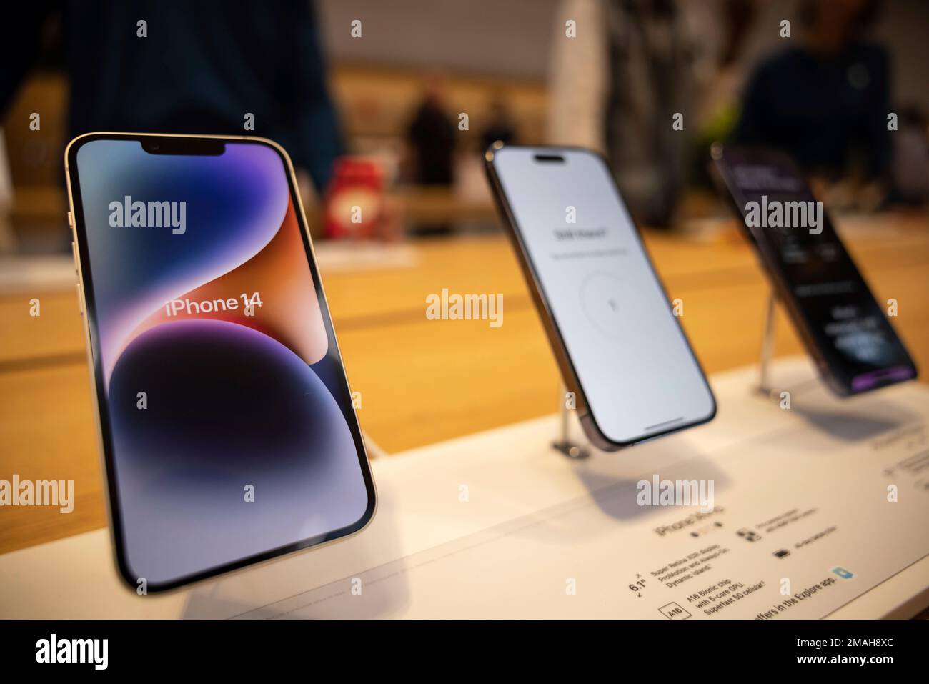 The iPhone 14, iPhone 14 Pro and iPhone 14 Pro Max are displayed