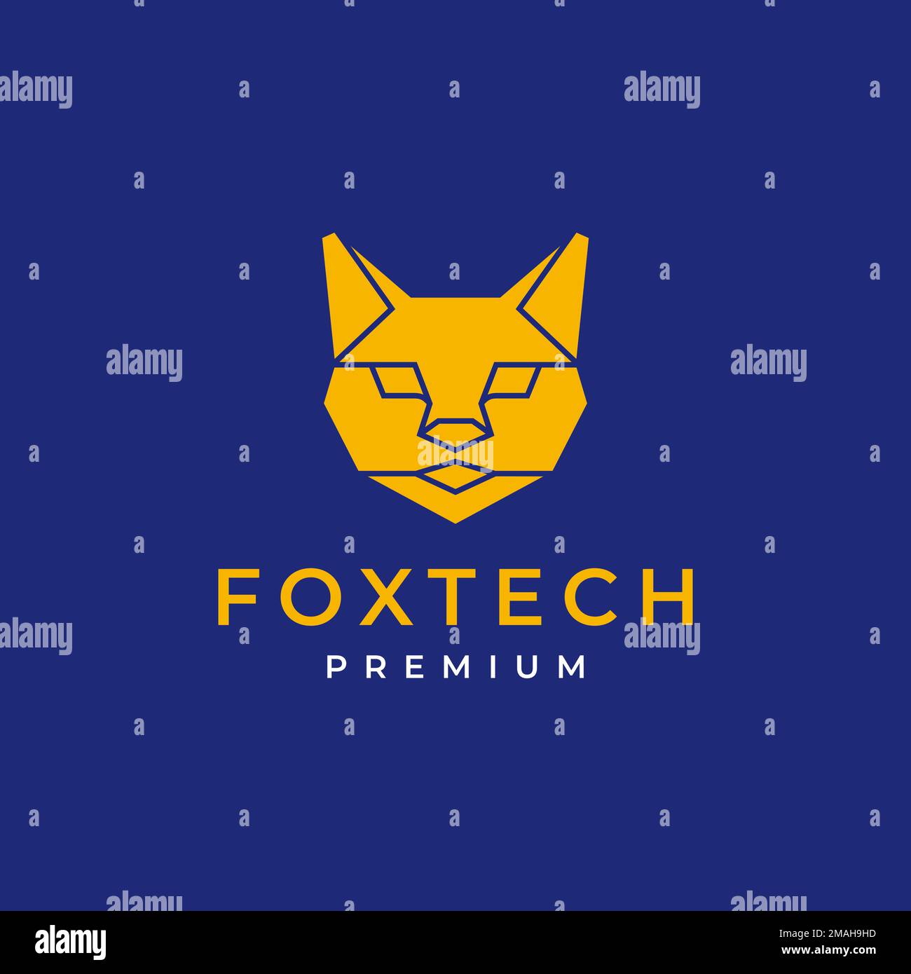 head fox polygon flat orange logo design vector icon illustration template Stock Vector