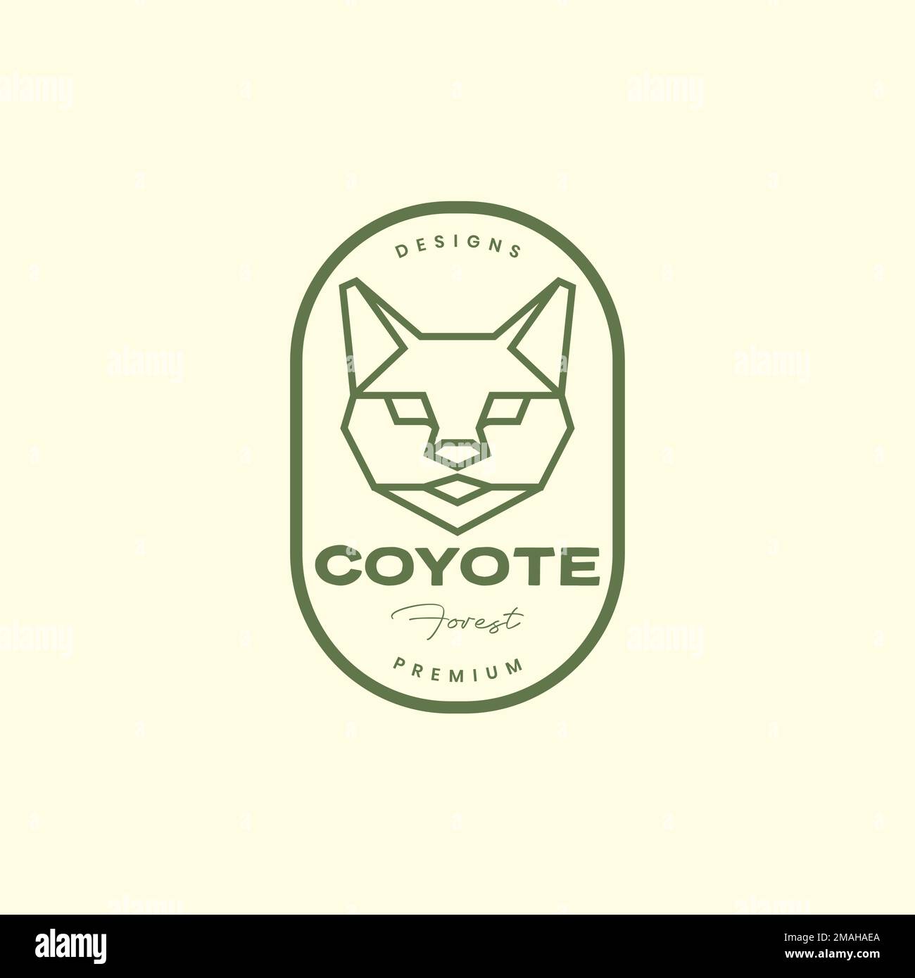 head coyote dog forest beast polygon lines vintage logo design vector icon illustration template Stock Vector
