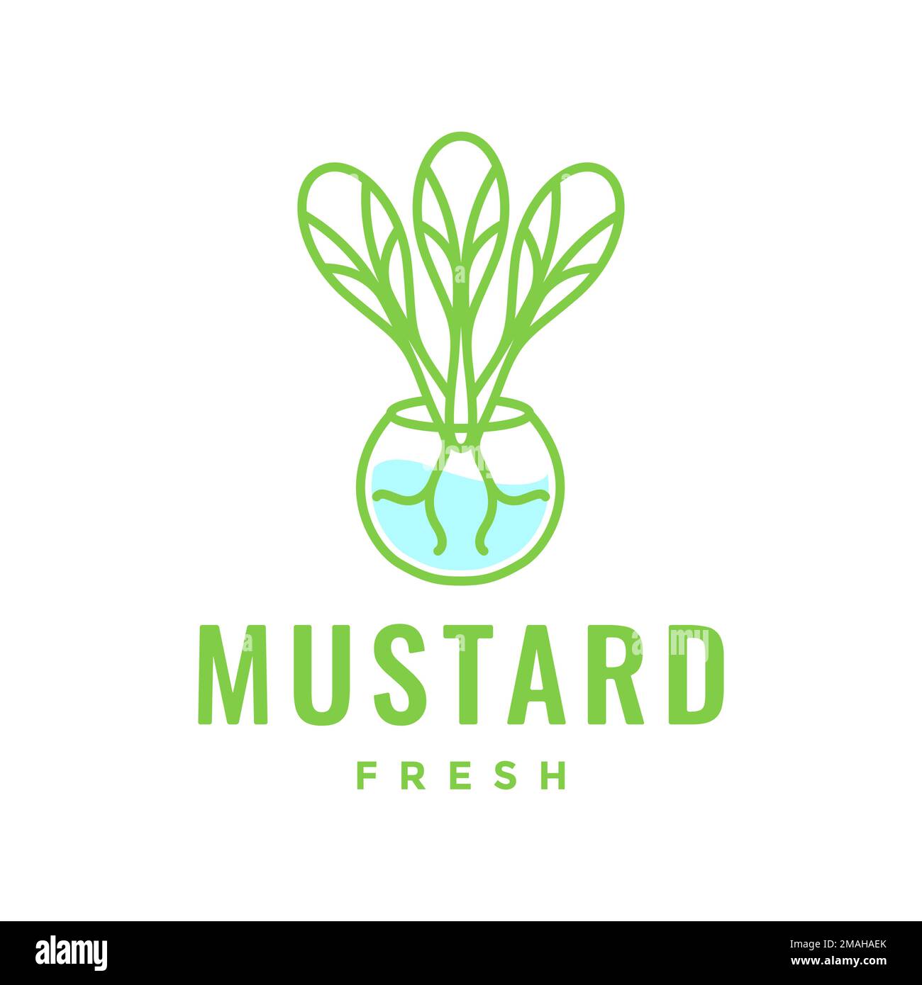 fresh mustard green vegetable cooking kitchen food logo design vector ...