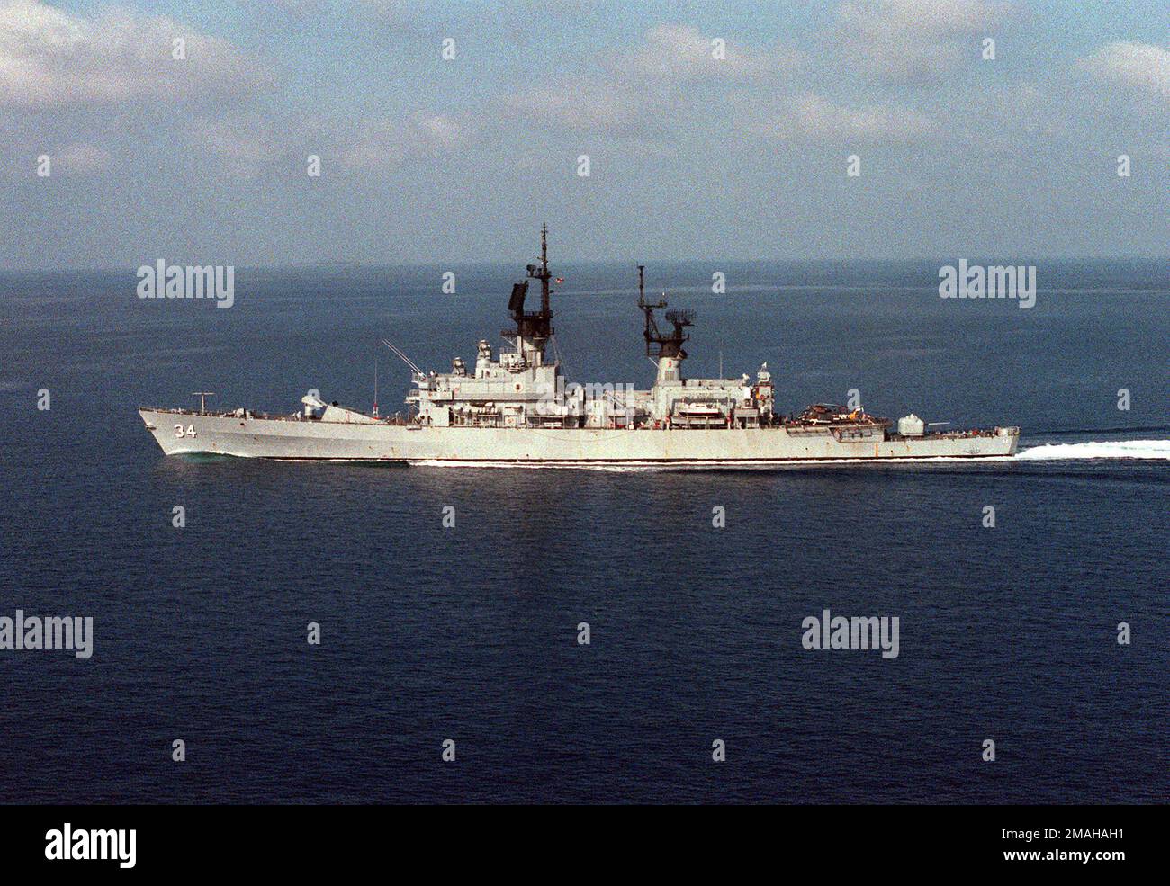 A port beam view of the guided missile cruiser USS BIDDLE (CG-34 ...