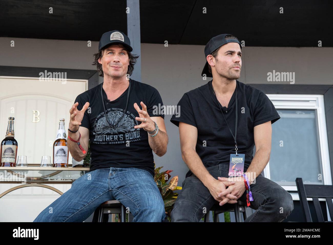 Ian Somerhalder, left, and Paul Wesley are seen at Bourbon and Beyond