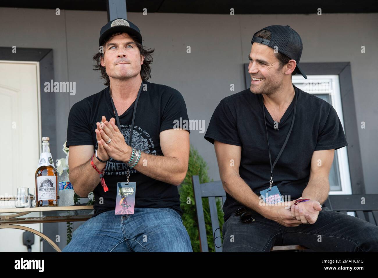 Ian Somerhalder, left, and Paul Wesley are seen at Bourbon and Beyond