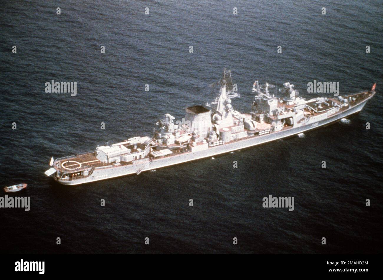 A port quarter view of a Soviet Kara Class guided missile cruiser ...