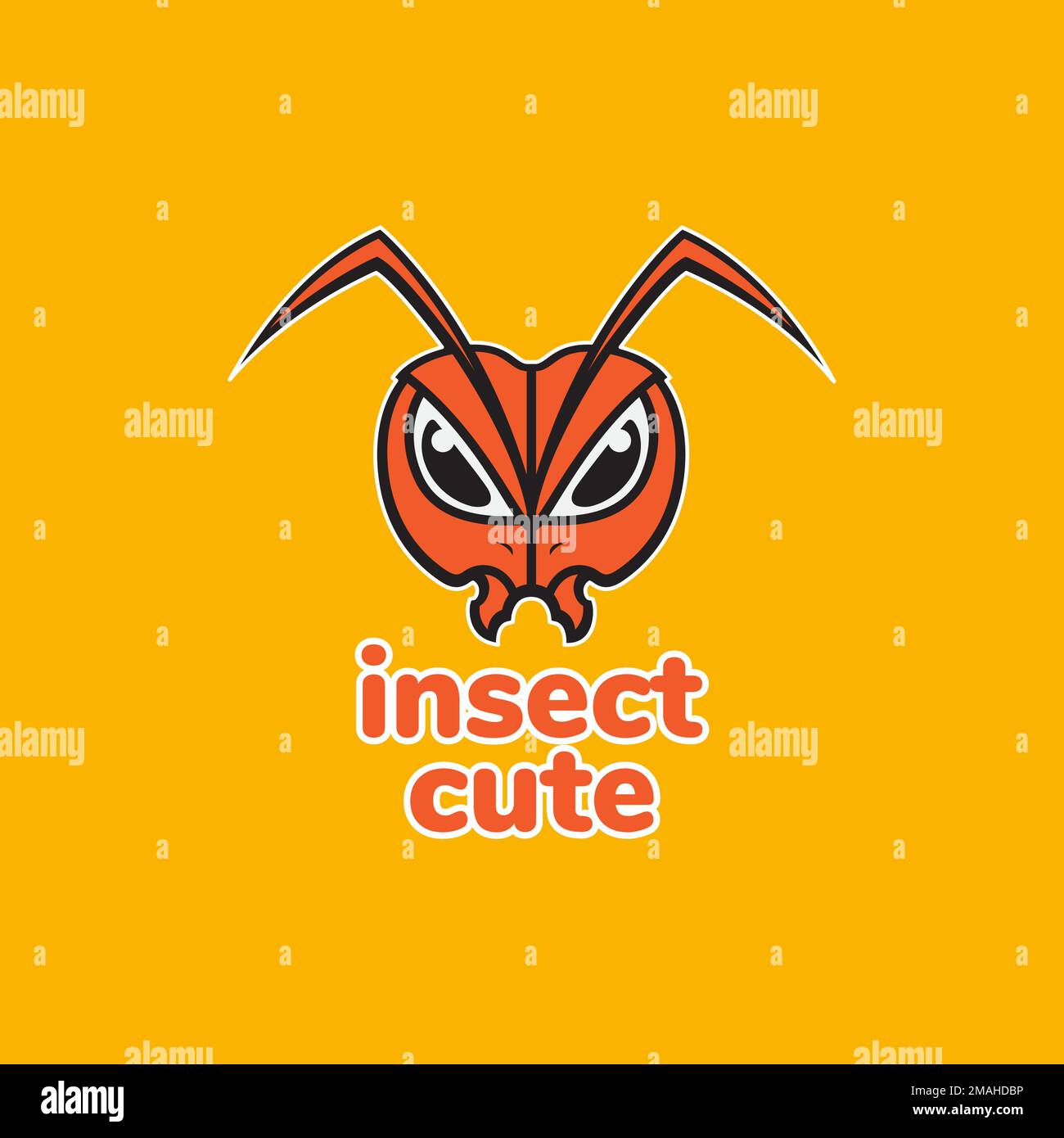 insect ant head antenna animal colorful cute mascot logo design vector