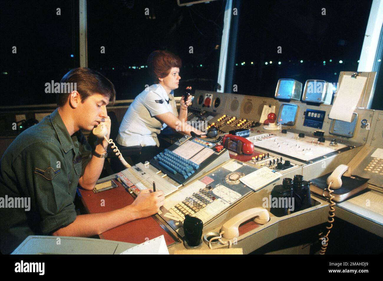 Radio contact in the control tower at Schiphol Airport ca: 1936 Stock Photo  - Alamy