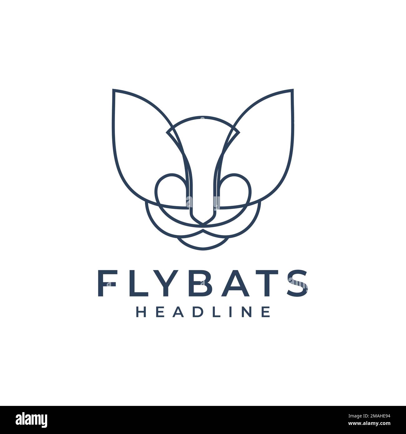 head bats nocturnal animal mammal lines art modern minimal logo design ...