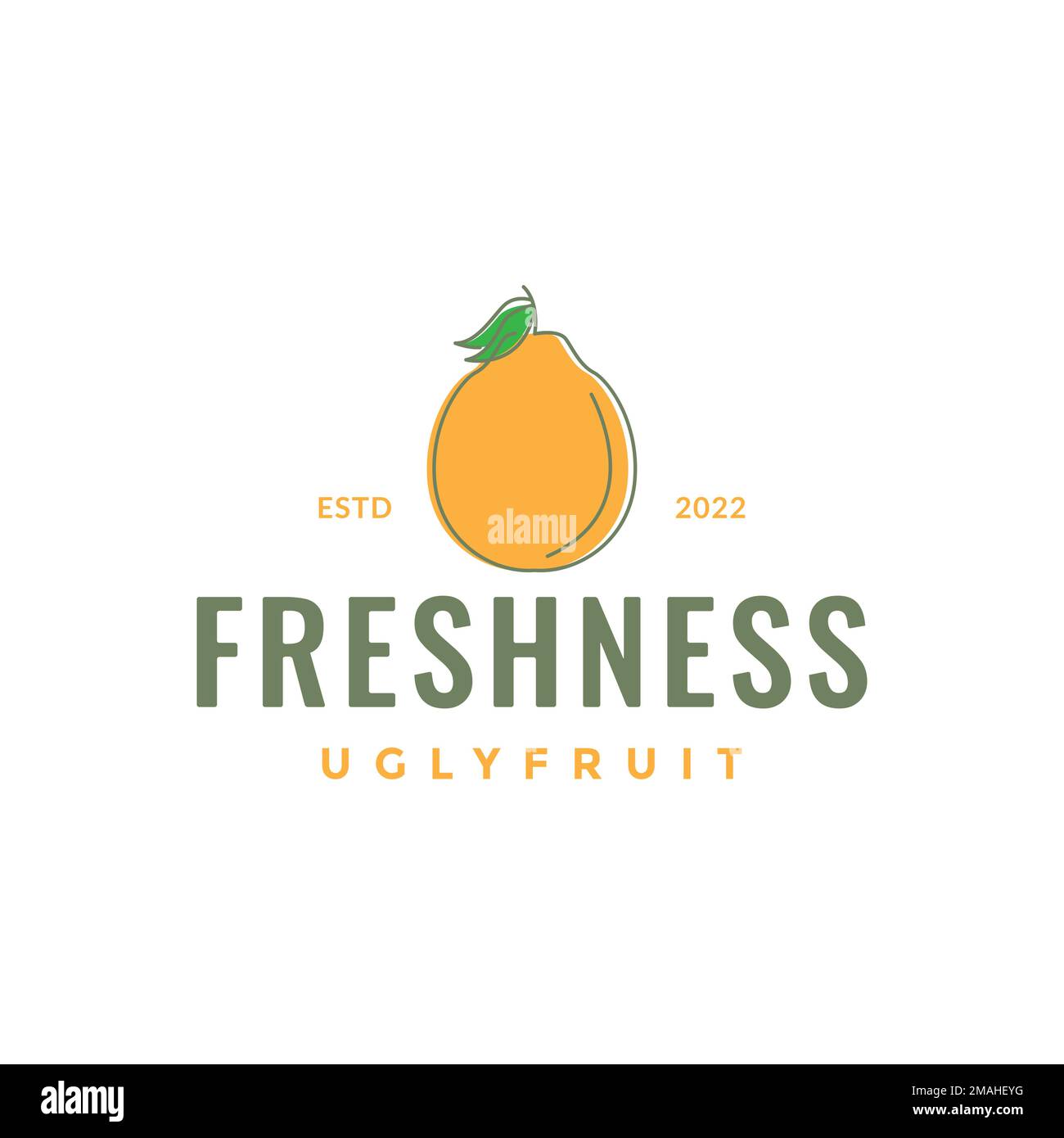 fruit ugly orange food juice freshness logo design vector icon illustration template Stock Vector