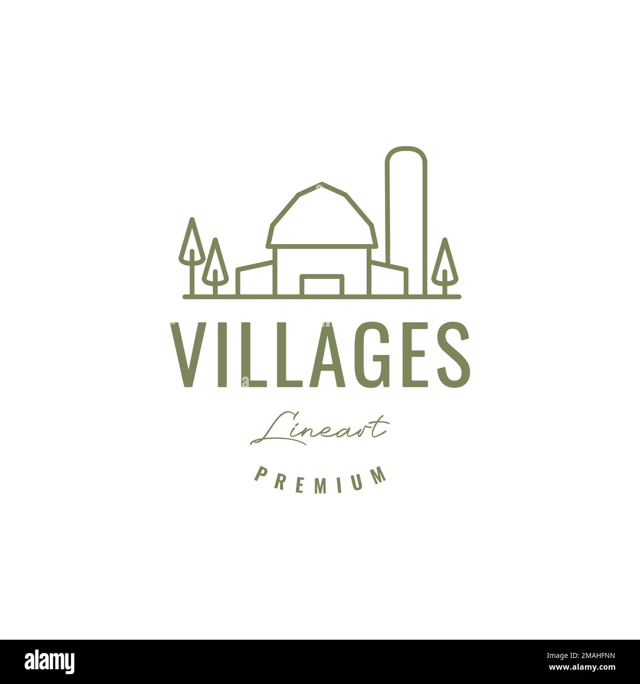 village cottage warehouse production lines art hipster logo design vector icon illustration template Stock Vector