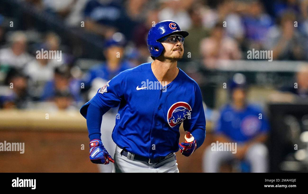Chicago Cubs' Zach McKinstry runs the bases after hitting a two