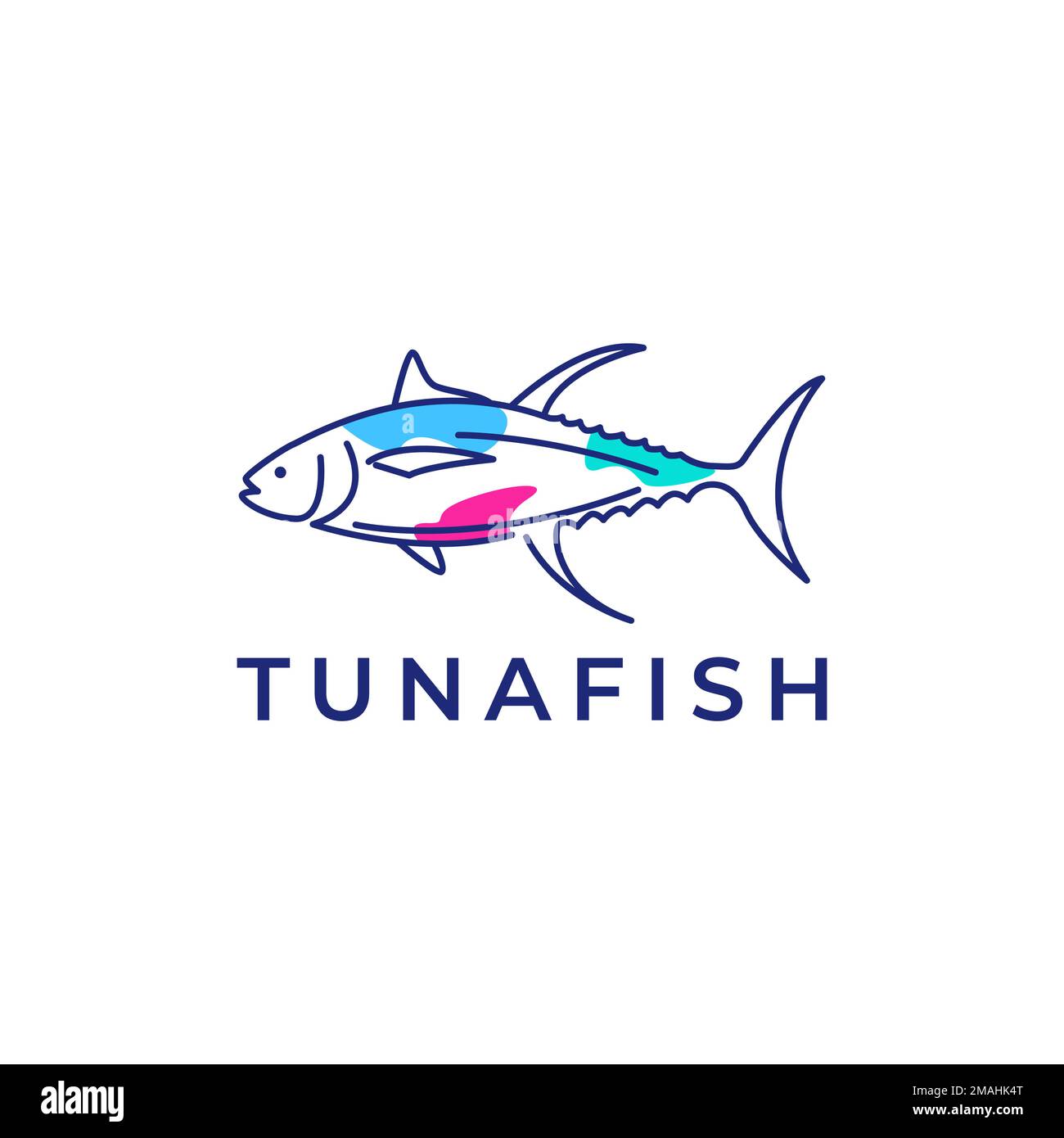 good food tuna fish delicious catching fishing ocean abstract logo design vector icon illustration template Stock Vector