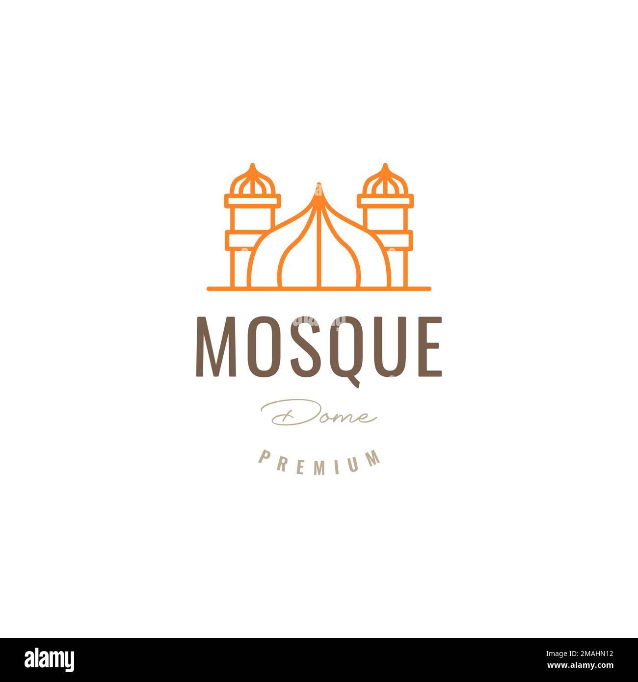 mosque dome giant muslim pray line minimal logo design vector icon illustration template Stock Vector