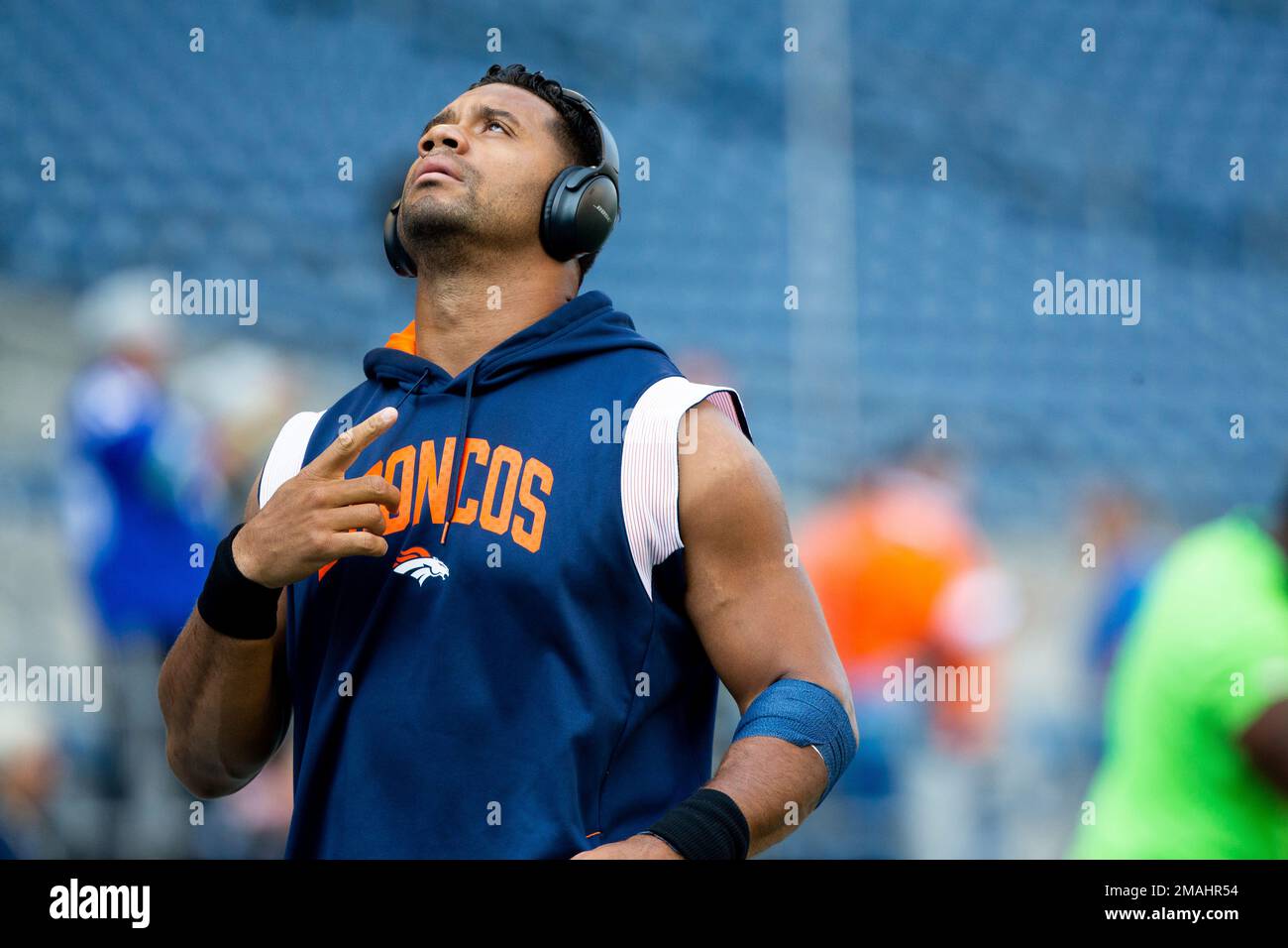 Denver Broncos quarterback Russell Wilson greets Seattle Seahawks ...