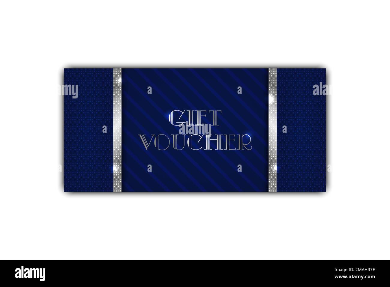 Gift voucher template. Art deco style. Luxury blue certificate cover