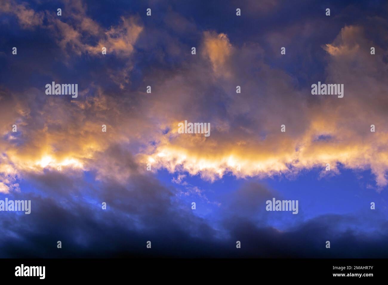 Dark clouds sky pattern background right before storm Stock Photo