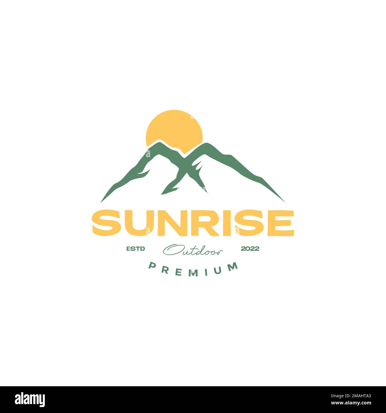 mountain village sunrise spirit shine isolated vintage colored logo design vector icon illustration template Stock Vector