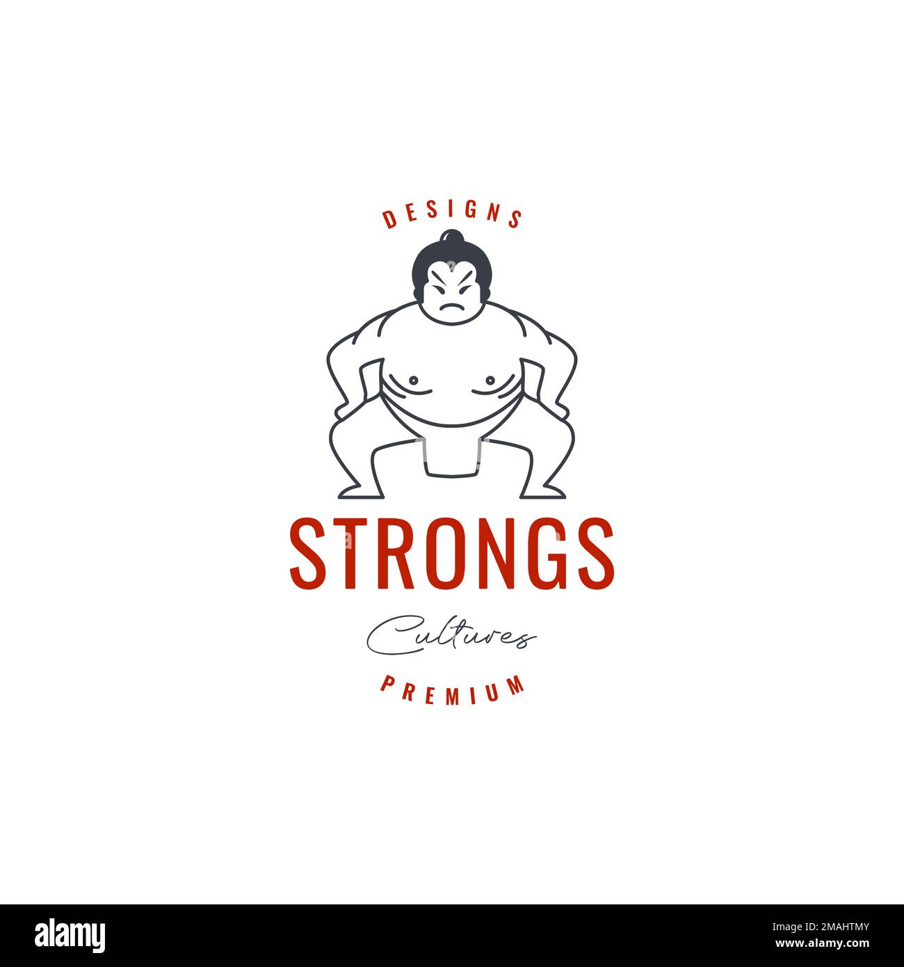 japan man sumo wrestler fat strong lines art hipster vintage logo ...